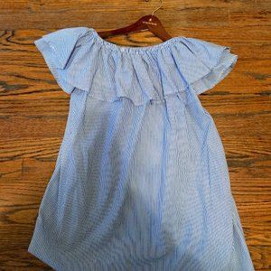 Off the Shoulder Seersucker Dress